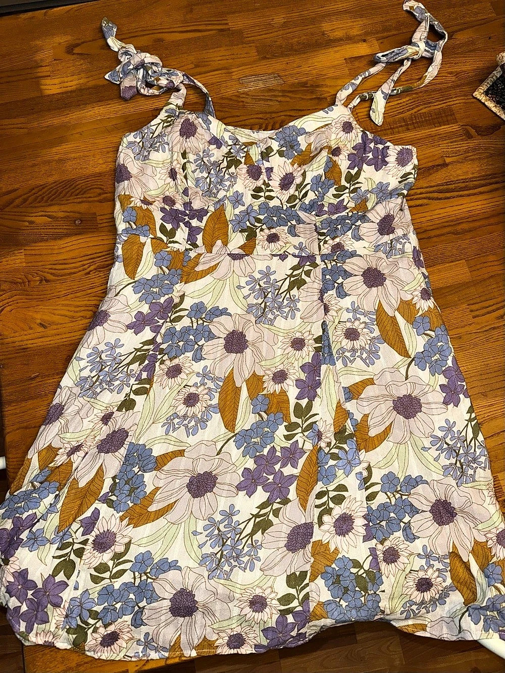 American Eagle AE Floral Tie-Strap Mini Dress Size Large